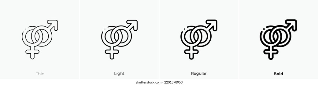 gender icon. Thin, Light Regular And Bold style design isolated on white background