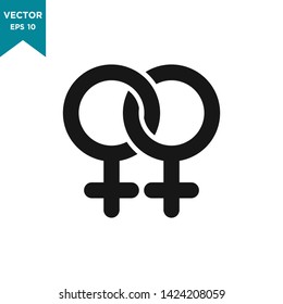 gender icon in trendy flat design, lesbian vector icon 