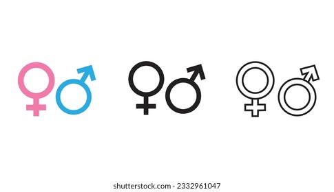 Icono de género ilustración vectorial. Line, Glyph y la versión colorida, Diferentes iconos de estilo.