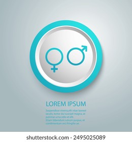 Gender icon vector, on white background editable