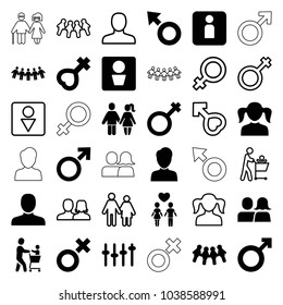 Gender Icons Set 36 Editable Filled Stock Vector Royalty Free
