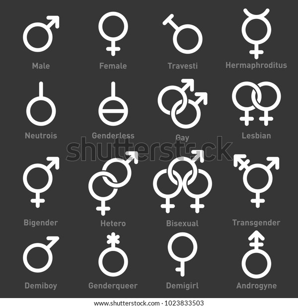 Gender Icons Set On Dark Background Stock Vector (Royalty Free) 1023833503