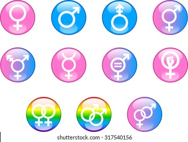 Gender Icons Set Vector Glossy Buttons Stock Vector Royalty Free