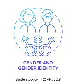 Gender and gender identity blue gradient concept icon. Diversity type abstract idea thin line illustration. Achieving equality. Internal experience. Isolated outline drawing. Myriad Pro-Bold font used