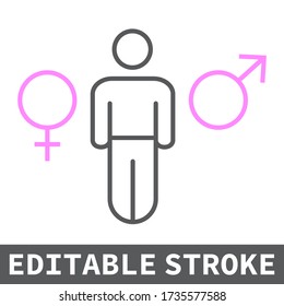 Gender Identity Color Line Icon, LGBT And Pride, Person Sign Vector Graphics, Editable Stroke Linear Icon, Eps 10