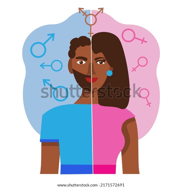 Gender Identity Concept Gender Transition Half Stock Vector Royalty Free 2171572691 Shutterstock