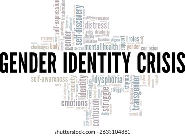 Gender Identity Crisis word cloud conceptual design isolated on white background.