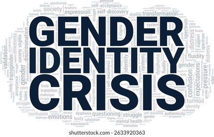Gender Identity Crisis word cloud conceptual design isolated on white background.