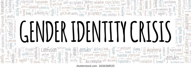 Gender Identity Crisis word cloud conceptual design isolated on white background.