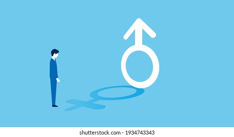 Gender Identity Disordergender Symbol Shadowman Standingblue Stock ...