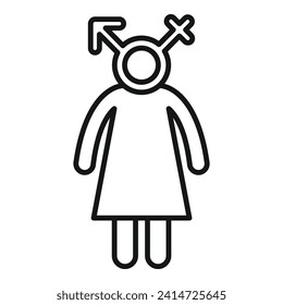 vector de contorno de icono de identidad de género. Diversidad femenina. Movimiento de agentes de afiches