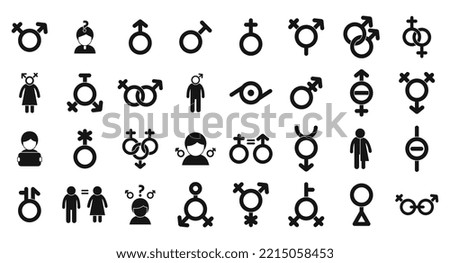 Gender identity icons set simple vector. Sex couple. Female diversity
