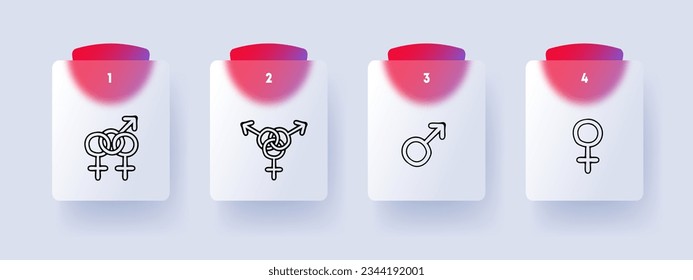 Gender identity line icon. Asexuality, lgbt, equality, queer, self-determination. Glassmorphism style. Vector line icon