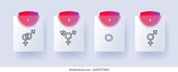 Gender identity line icon. LGBT, masculinity, femininity, transgender, queer. Glassmorphism style. Vector line icon