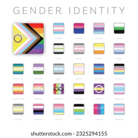 Gender Identity Pride Flag Waving Animation App Icon Vector