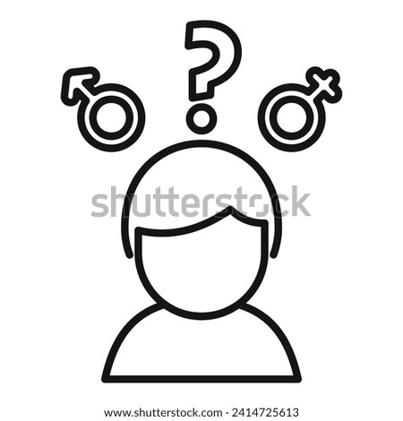 Gender identity question icon outline vector. Move support. Male body agender