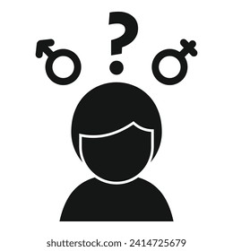 Gender identity question icon simple vector. Move support. Male body agender