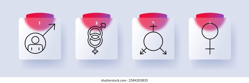 Gender and identity set icon. Male, transgender, non-binary, female, gender symbols, equality, inclusivity, diversity, representation, social awareness