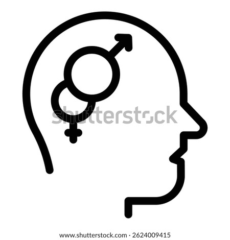 Gender identity thinking icon. Outline Gender identity thinking vector icon for web design isolated on white background