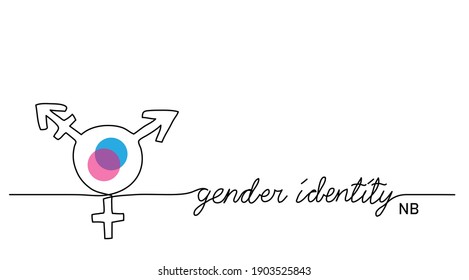 Signo vectorial de identidad de género. NB de entrada no binaria, no binario, género, símbolo o icono androgínico.