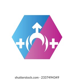 logotipo de ilustración de género. unidad hombre mujer amor.
