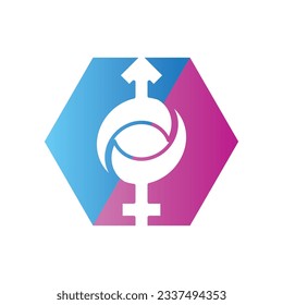 logotipo de ilustración de género. unidad hombre mujer amor.