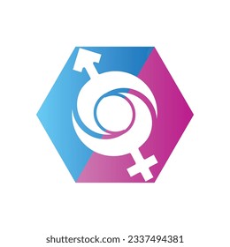 gender illustration logo. unity  man woman  love.