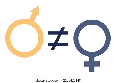 Gender inequality concept. Bias and sexism in workplace or social communication. Prejudice, stereotyping or discrimination against women or men. Flat vector illustration