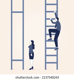 Gender inequality concept. Bias and sexism in workplace or social communication. Prejudice, stereotyping or discrimination against women or men. Flat vector illustration