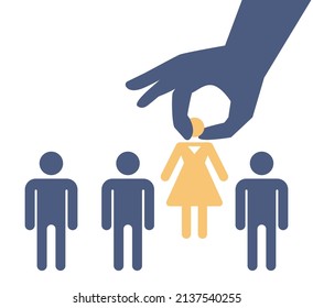 Gender inequality concept. Bias and sexism in workplace or social communication. Prejudice, stereotyping or discrimination against women or men. Flat vector illustration