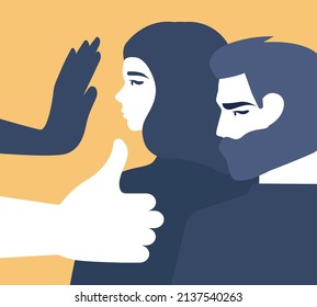 Gender inequality concept. Bias and sexism in workplace or social communication. Prejudice, stereotyping or discrimination against women or men. Flat vector illustration