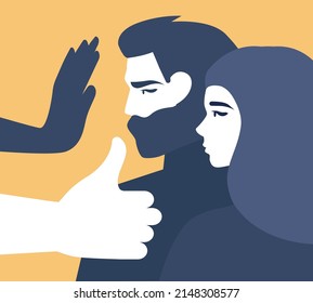 Gender inequality concept. Bias and sexism in workplace or social communication. Prejudice, stereotyping or discrimination against women or men. Flat vector illustration