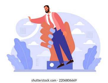 Gender Inequality Concept. Bias And Sexism In Workplace Or Social Communication. Prejudice, Stereotyping Or Discrimination Against Men. Flat Vector Illustration