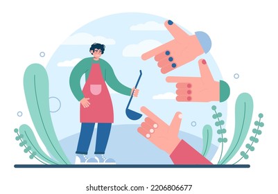 Gender Inequality Concept. Bias And Sexism In Workplace Or Social Communication. Prejudice, Stereotyping Or Discrimination Against Men. Flat Vector Illustration