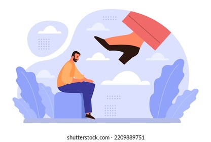 Gender Inequality Concept. Bias And Sexism In Workplace Or Social Communication. Prejudice, Stereotyping Or Discrimination Against Men. Flat Vector Illustration