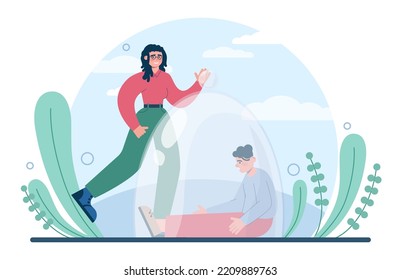 Gender Inequality Concept. Bias And Sexism In Workplace Or Social Communication. Prejudice, Stereotyping Or Discrimination Against Men. Flat Vector Illustration