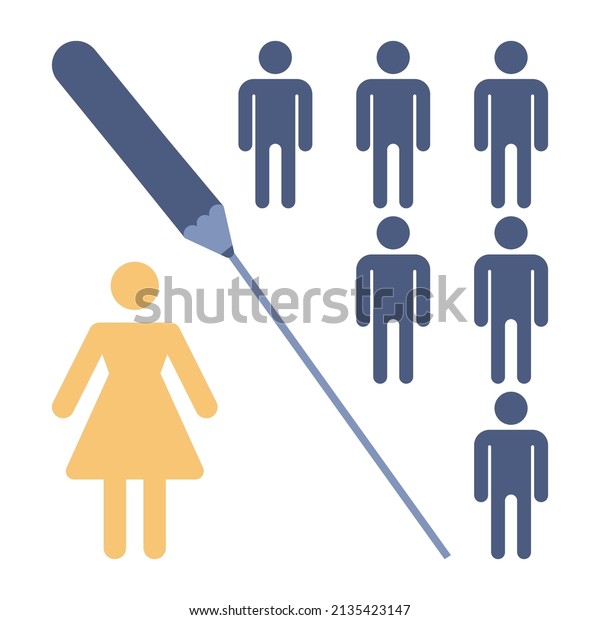 Gender inequality\
concept. Bias and sexism in workplace or social communication.\
Prejudice, stereotyping or discrimination against women or men.\
Flat vector\
illustration