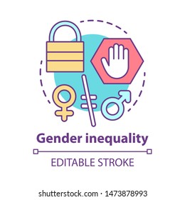 Gender Inequality Concept Icon. Sex Discrimination Idea Thin Line Illustration. Unequal Female And Male Rights. Sexism. Empowerment Of Women. Vector Isolated Outline Drawing. Editable Stroke