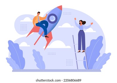 Gender Inequality Concept. Women Social Imparity Problem. Bias And Sexism In Workplace Or Social Communication. Prejudice, Stereotyping And Discrimination. Flat Vector Illustration