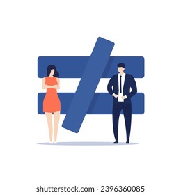 gender inequality or discrimination vector illustration with people