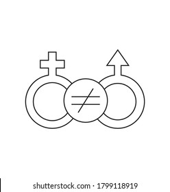 Gender Inequality Line Icon, Vector Illustration