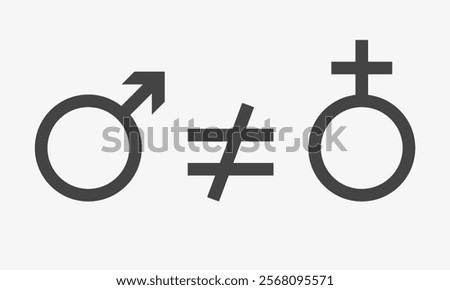 Gender inequality sign. Unequal status between the male and female. Vector illustration