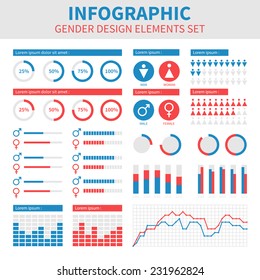 Gender Infographic Design. Male And Female Combination. Flat Interface. Vector Abstract Colorful Background Illustration. Graphic Elements Set.