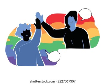 Gender LGBTQ inclusivity diversity cheer inclusive gay queer equal rights workplace home professional settings vector art drawing