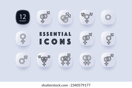 Gender line icon. Self-determination, identity, lgbt, pride, rainbow, queer, intersec. Neomorphism style. Vector line icon