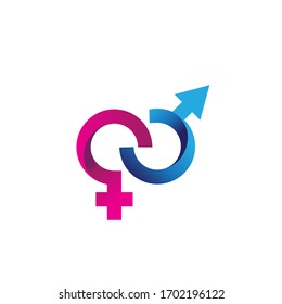 Gender, Male & Female Logo. Symbol & Icon Vector Template.