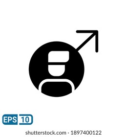 icono masculino de género en estilo sólido aislado en fondo blanco. EPS 10