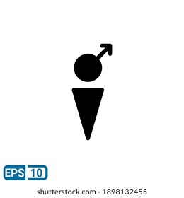 icono masculino de género en estilo sólido aislado en fondo blanco. EPS 10