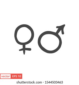 Gender. Man and Woman icon template color editable. Male and Female symbol vector sign isolated on white background illustration for graphic and web design.