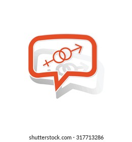 Gender message sticker, orange chat bubble with image inside, on white background